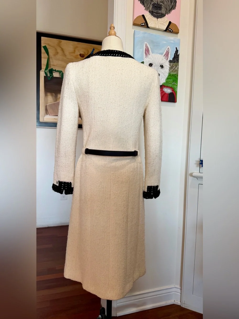 CHANEL Ivory and Black Trim Classic Jacket